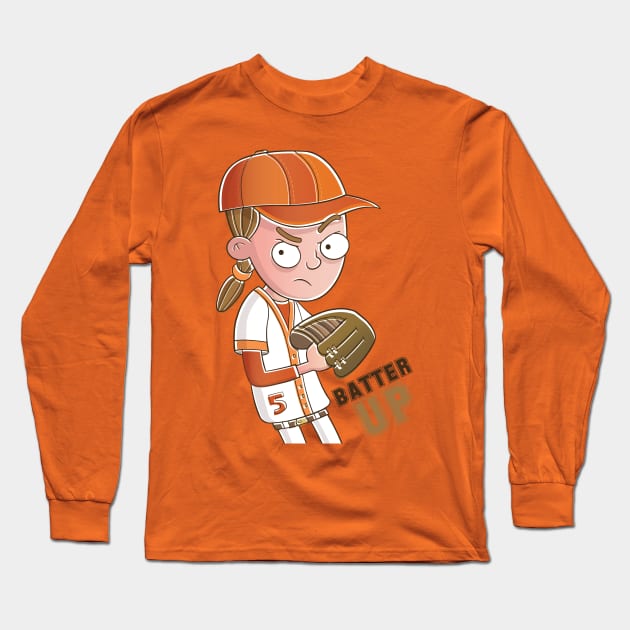 Baseball Girl Long Sleeve T-Shirt by vaughanduck